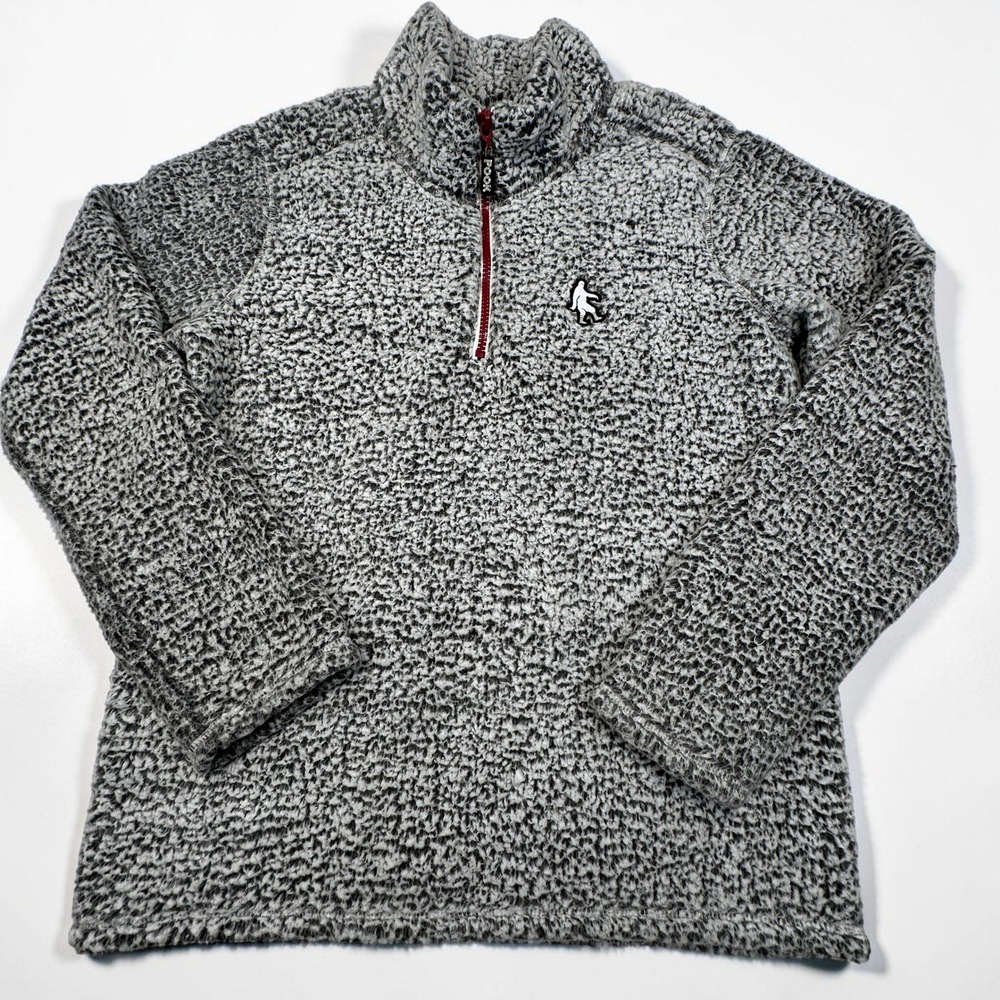 POOK Yeti 1/4 ZIP Sweater Adult XL Gray Bigfoot Sasquatch Sherpa Fleece Pullover